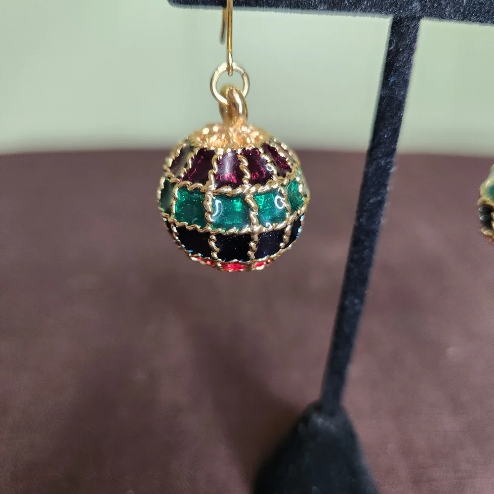 Festive Dangle Ball Earrings